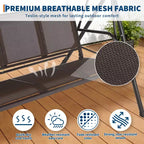Heavy-Duty 3-Seat Outdoor Patio Swing Chair with Adjustable Canopy, Waterproof & UV Resistant, Non-Slip Feet & Strong Spring Hooks, Perfect for Patio