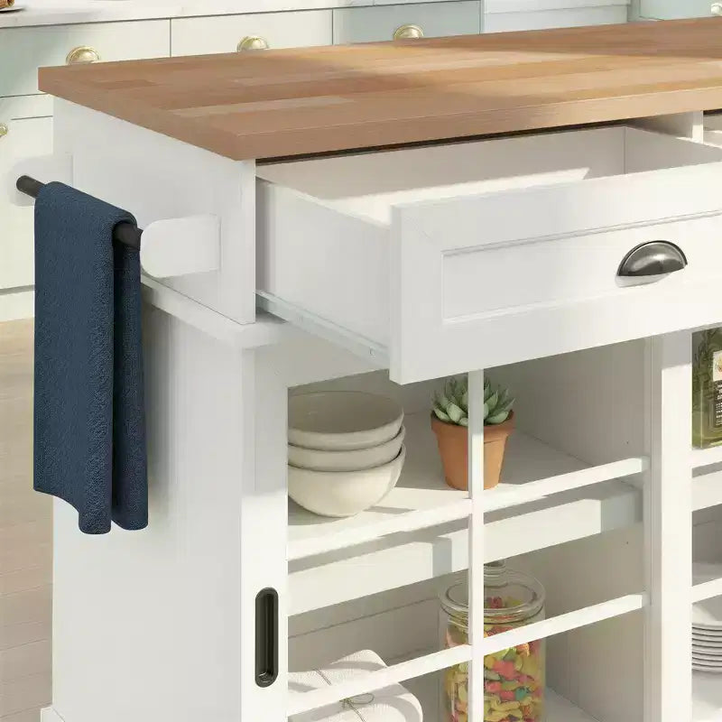 Walker Edison 48 White Free-Standing Kitchen Island