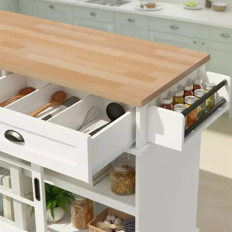 Walker Edison 48 White Free-Standing Kitchen Island