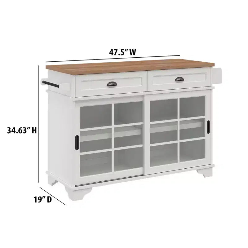 Walker Edison 48 White Free-Standing Kitchen Island