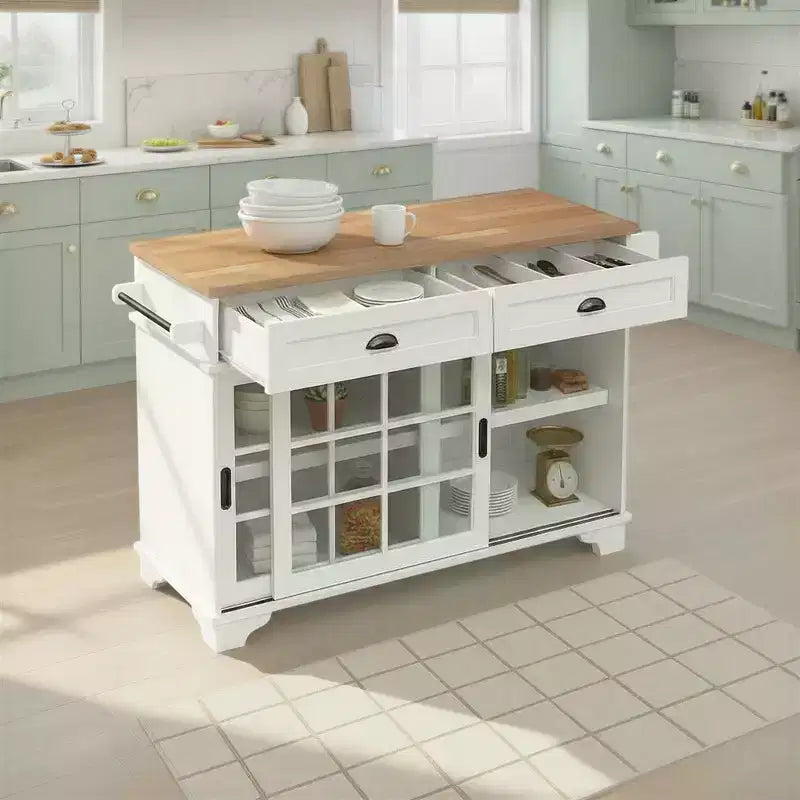 Walker Edison 48 White Free-Standing Kitchen Island