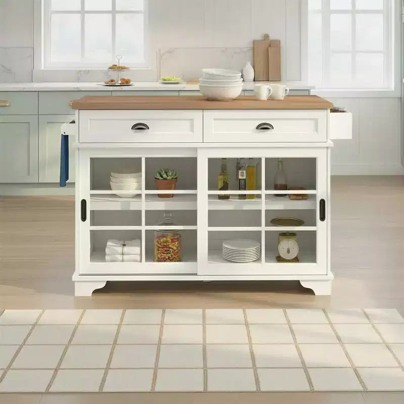 Walker Edison 48 White Free-Standing Kitchen Island
