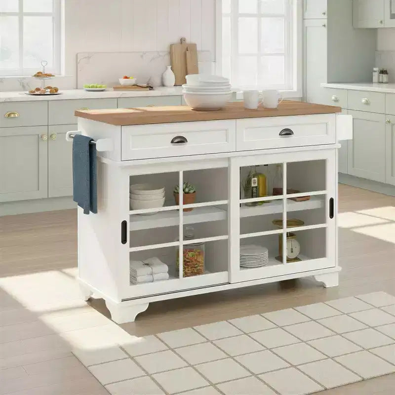 Walker Edison 48 White Free-Standing Kitchen Island