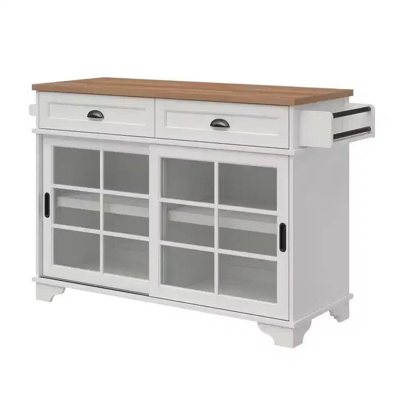 Walker Edison 48 White Free-Standing Kitchen Island