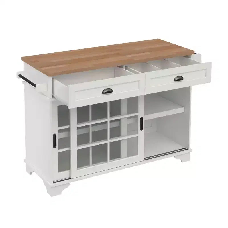 Walker Edison 48 White Free-Standing Kitchen Island