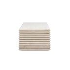 Jennifer Taylor Home Veda 55 Reclaimed Wood Stacked Geometric Waterfall Coffee Table, Whitewashed Natural Reclaimed Pine Wood