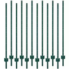 7 FT U- Metal Fence Posts 12 Pack. Rustproof Green Coated Steel Fence Stakes for Garden Lawn Fencing