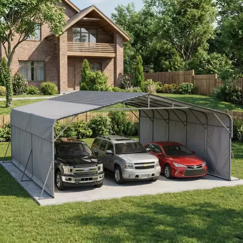 Car Storage Shed Carport Outdoor Galvanized, Waterproof Vehicle Tent 20x25FT for Backyard