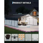 Car Storage Shed Carport Outdoor Galvanized, Waterproof Vehicle Tent 20x25FT for Backyard