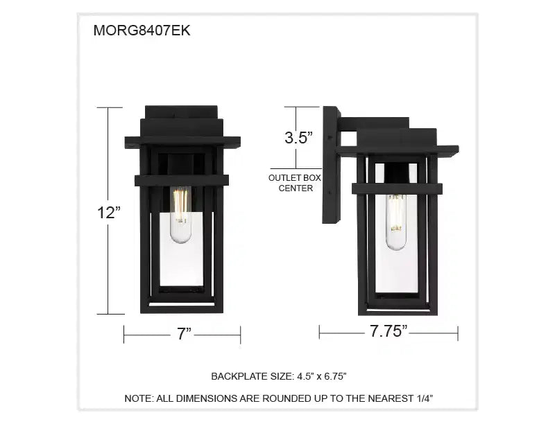 Morgan 1-Light Earth Black Outdoor Wall Lantern