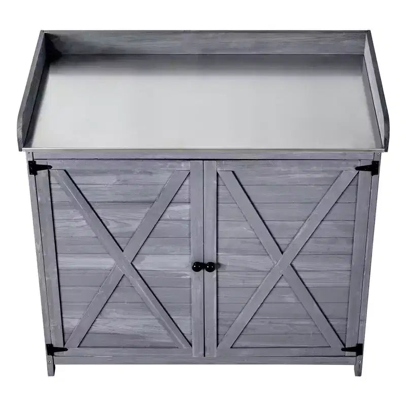 VEVOR Potting Bench Table, Outdoor Gardening Wooden Storage Cabinet with 39 x 19 in Wood Tabletop, Garden Planting Workstation, Gray