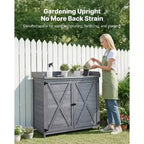 VEVOR Potting Bench Table, Outdoor Gardening Wooden Storage Cabinet with 39 x 19 in Wood Tabletop, Garden Planting Workstation, Gray