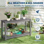 Durable All-Weather Wooden Patio Side Table, Classic Outdoor End Table for Garden, Lawn & Porch, Compact & Stable