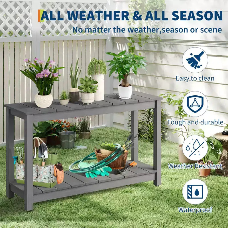 Durable All-Weather Wooden Patio Side Table, Classic Outdoor End Table for Garden, Lawn & Porch, Compact & Stable