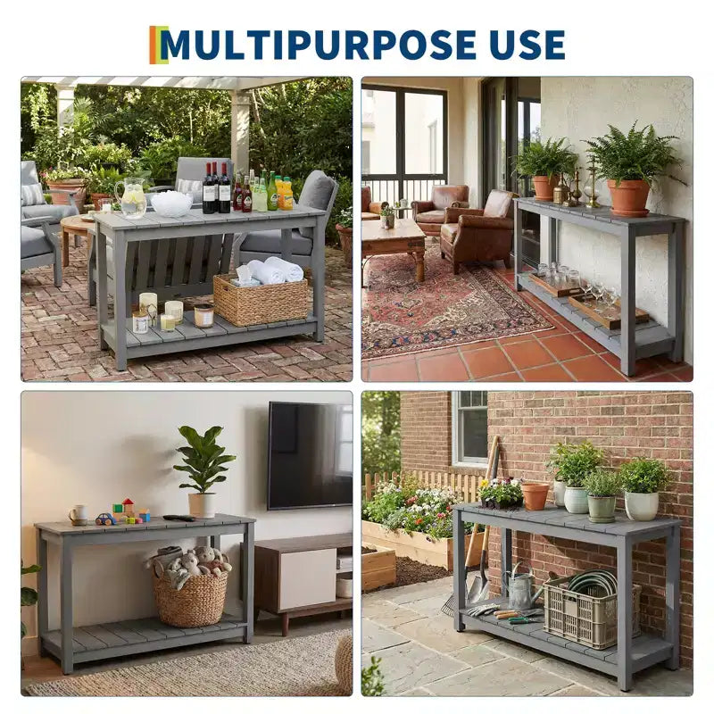 Durable All-Weather Wooden Patio Side Table, Classic Outdoor End Table for Garden, Lawn & Porch, Compact & Stable