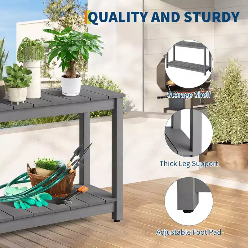 Durable All-Weather Wooden Patio Side Table, Classic Outdoor End Table for Garden, Lawn & Porch, Compact & Stable