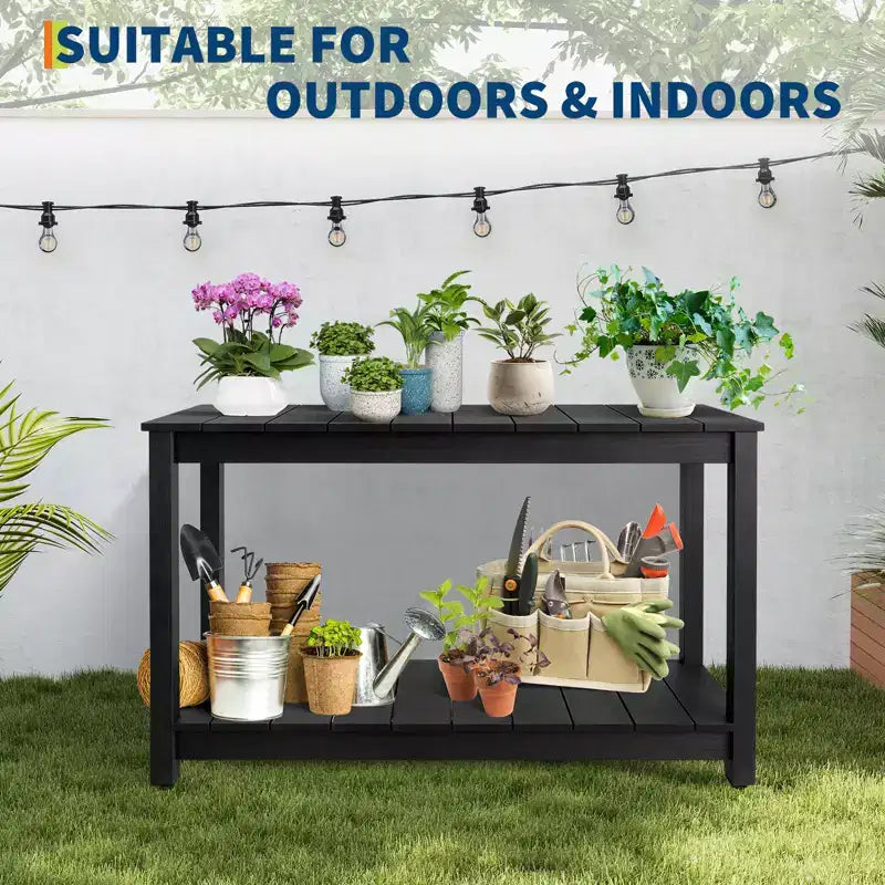Durable All-Weather Wooden Patio Side Table, Classic Outdoor End Table for Garden, Lawn & Porch, Compact & Stable