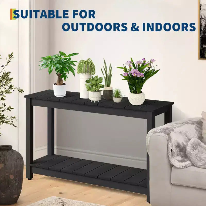 Durable All-Weather Wooden Patio Side Table, Classic Outdoor End Table for Garden, Lawn & Porch, Compact & Stable