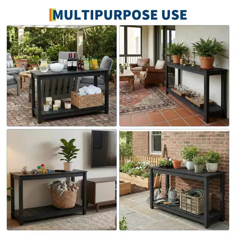 Durable All-Weather Wooden Patio Side Table, Classic Outdoor End Table for Garden, Lawn & Porch, Compact & Stable
