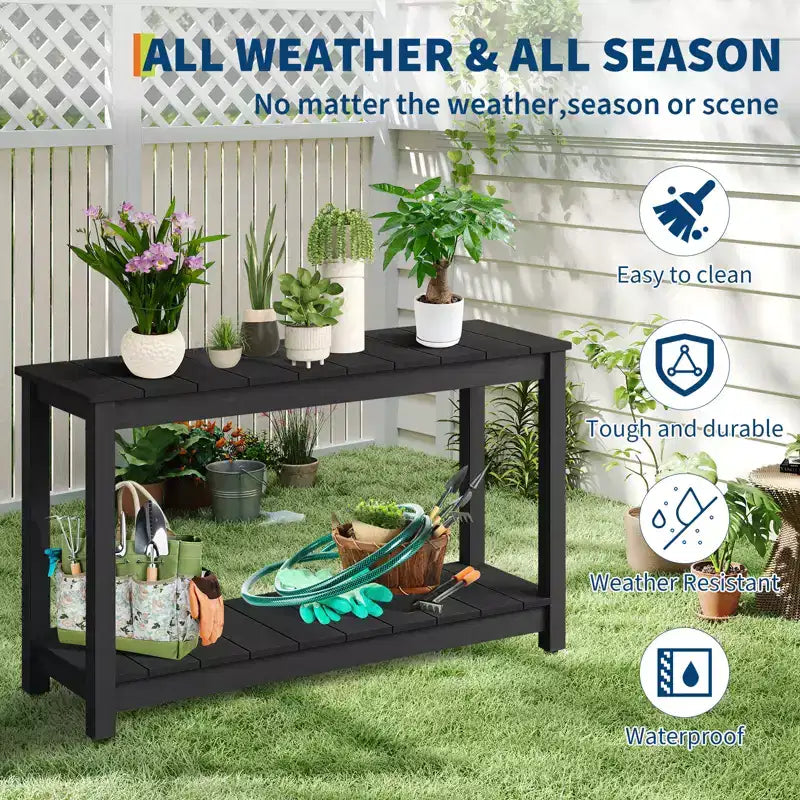 Durable All-Weather Wooden Patio Side Table, Classic Outdoor End Table for Garden, Lawn & Porch, Compact & Stable
