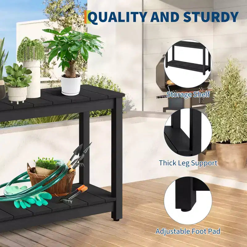 Durable All-Weather Wooden Patio Side Table, Classic Outdoor End Table for Garden, Lawn & Porch, Compact & Stable