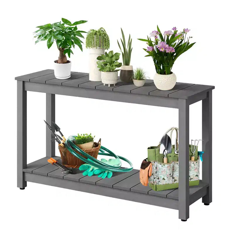 Durable All-Weather Wooden Patio Side Table, Classic Outdoor End Table for Garden, Lawn & Porch, Compact & Stable