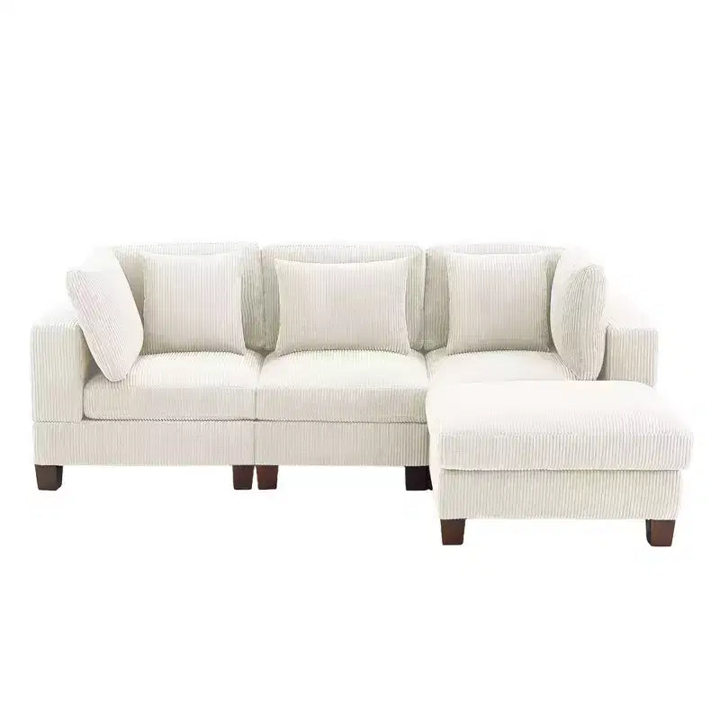 Corduroy Convertible Modular Sectional Sofa with Ottomans, Configurable Couch for Living Room, Easy Assembly
