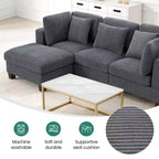Corduroy Convertible Modular Sectional Sofa with Ottomans, Configurable Couch for Living Room, Easy Assembly