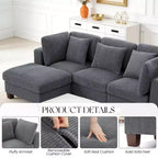 Corduroy Convertible Modular Sectional Sofa with Ottomans, Configurable Couch for Living Room, Easy Assembly