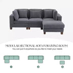 Corduroy Convertible Modular Sectional Sofa with Ottomans, Configurable Couch for Living Room, Easy Assembly