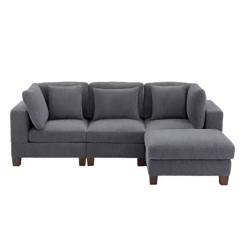 Corduroy Convertible Modular Sectional Sofa with Ottomans, Configurable Couch for Living Room, Easy Assembly