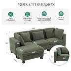 Corduroy Convertible Modular Sectional Sofa with Ottomans, Configurable Couch for Living Room, Easy Assembly