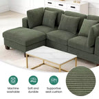 Corduroy Convertible Modular Sectional Sofa with Ottomans, Configurable Couch for Living Room, Easy Assembly