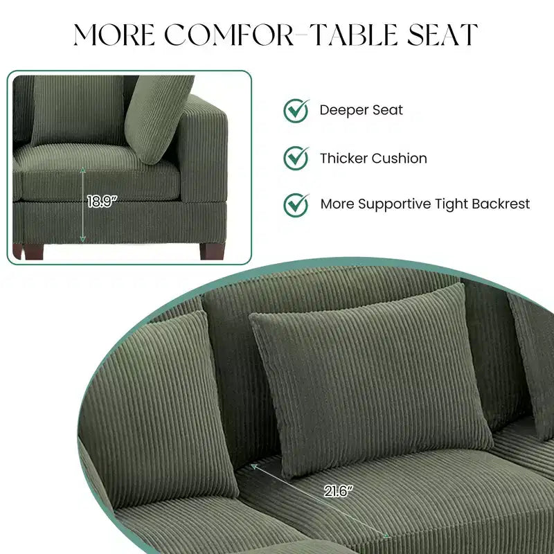 Corduroy Convertible Modular Sectional Sofa with Ottomans, Configurable Couch for Living Room, Easy Assembly