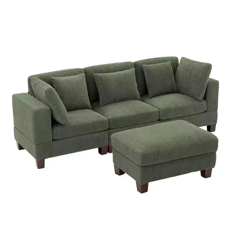 Corduroy Convertible Modular Sectional Sofa with Ottomans, Configurable Couch for Living Room, Easy Assembly