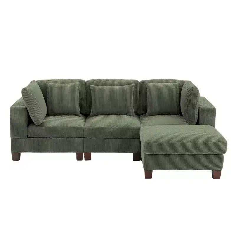 Corduroy Convertible Modular Sectional Sofa with Ottomans, Configurable Couch for Living Room, Easy Assembly