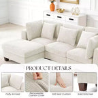 Corduroy Convertible Modular Sectional Sofa with Ottomans, Configurable Couch for Living Room, Easy Assembly