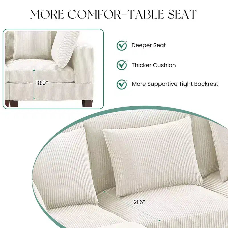 Corduroy Convertible Modular Sectional Sofa with Ottomans, Configurable Couch for Living Room, Easy Assembly