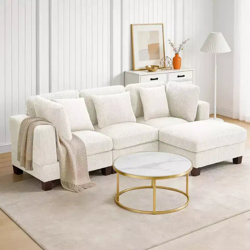 Corduroy Convertible Modular Sectional Sofa with Ottomans, Configurable Couch for Living Room, Easy Assembly