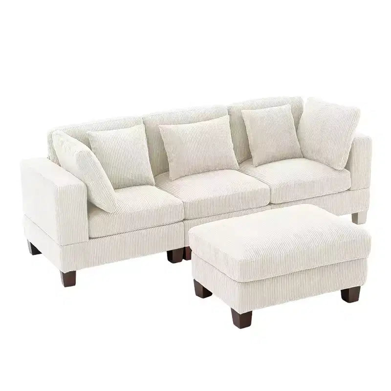 Corduroy Convertible Modular Sectional Sofa with Ottomans, Configurable Couch for Living Room, Easy Assembly