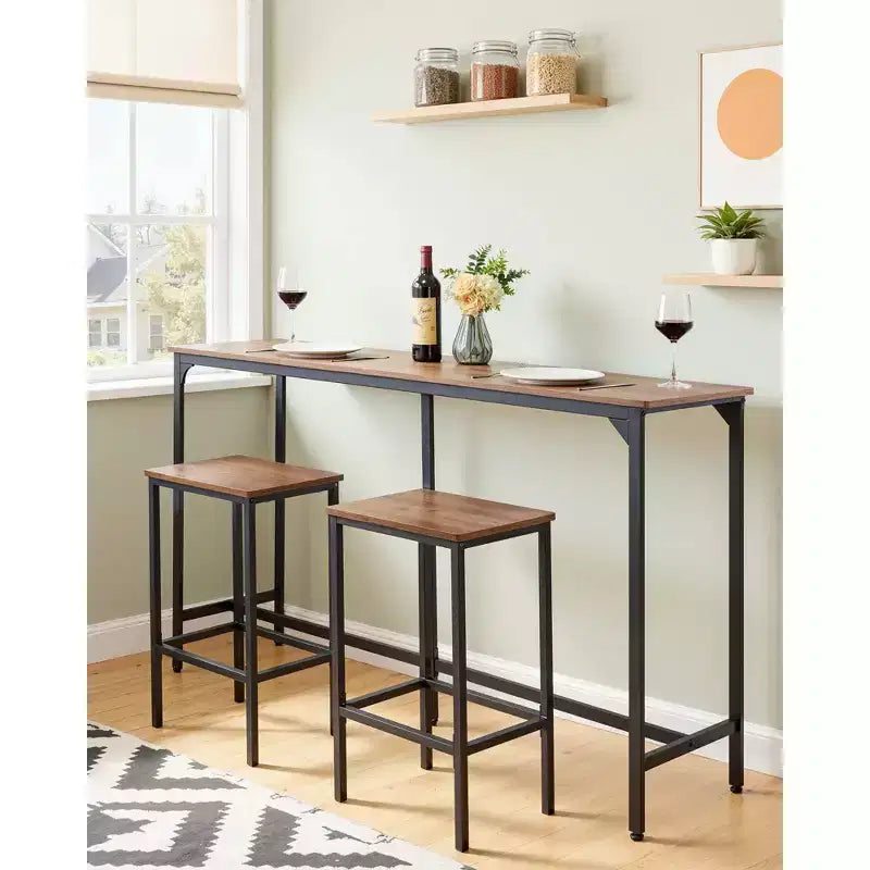 VEVOR Bar Table, 1PCS 53 Kitchen Bar Table, Tall Dining Tables with Rounded Edge, Rectangular High Top Kitchen Tables, Brown&Black