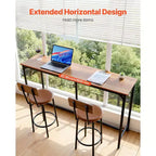 VEVOR Bar Table, 1PCS 53 Kitchen Bar Table, Tall Dining Tables with Rounded Edge, Rectangular High Top Kitchen Tables, Brown&Black