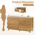 GDFStudio Eunice 60 Modern Wood 6-Drawer Dresser with Wave Front Design