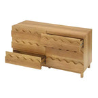 GDFStudio Eunice 60 Modern Wood 6-Drawer Dresser with Wave Front Design