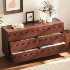 GDFStudio Eunice 60 Modern Wood 6-Drawer Dresser with Wave Front Design
