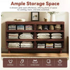 GDFStudio Eunice 60 Modern Wood 6-Drawer Dresser with Wave Front Design