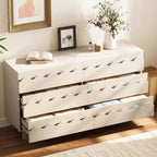 GDFStudio Eunice 60 Modern Wood 6-Drawer Dresser with Wave Front Design
