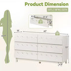 GDFStudio Eunice 60 Modern Wood 6-Drawer Dresser with Wave Front Design