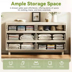 GDFStudio Eunice 60 Modern Wood 6-Drawer Dresser with Wave Front Design