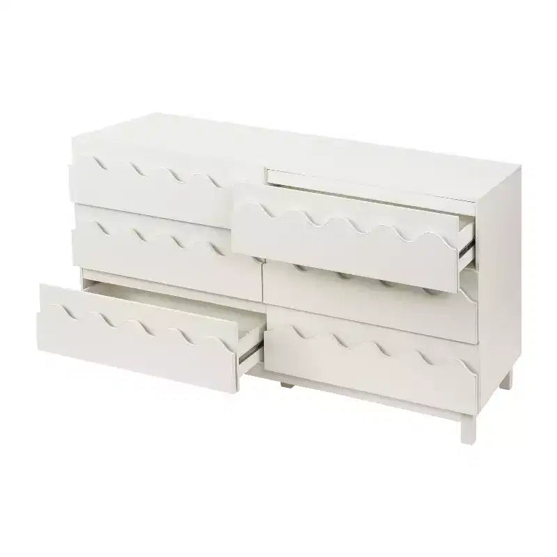 GDFStudio Eunice 60 Modern Wood 6-Drawer Dresser with Wave Front Design